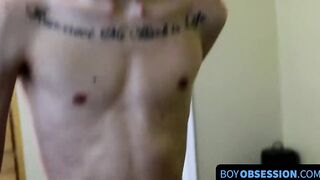 Horny novice Scratch yanking it off and playing with a dildo