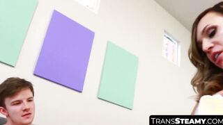 Huge titted trans woman dicked in ass and jizzed in mouth