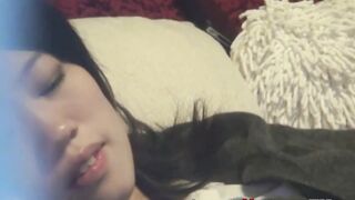 Japanese bitch plays with her hairy pussy on secret tape