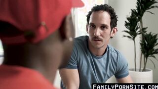 Interracial trio with BBC fellow and stepdad stepson combo