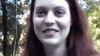 A redhead smoker tries out latex backstage