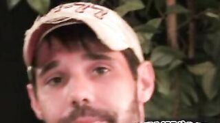 Inked amateur fondles his balls and jerks off until he cums