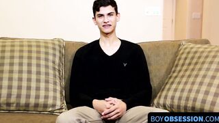 After the interview Twink will not stop jerking off