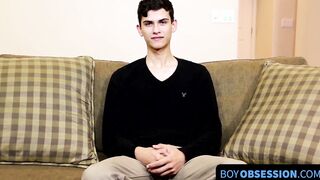 After the interview Twink will not stop jerking off
