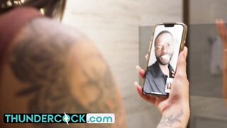 Inked Hispanic Carolina Cortez takes long bully penis to help her BF