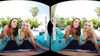 Days are getting warmer and your dick is getting harder as Abigail Mac & Alexis Monroe have a 3some
