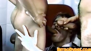 Mature with mustaches gives sensual caress in retro meeting