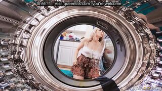 GF stuck in the washer while her stepmom seducing me