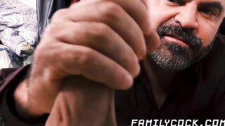 Stepdaddy plays around with stepsons butt and jerks him off
