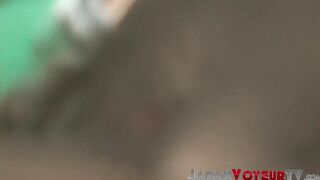 Nasty Japanese is watched by voyeur while she masturbates