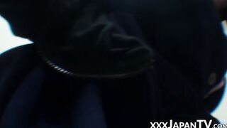 Homemade Asian smoking before unleashing ass gas solo