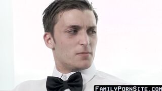 Stepdad is sexy and attracts a hot tattooed twink
