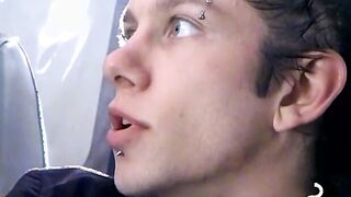 Alluring twink Ian Madrox blows butt while rubbing his shaft