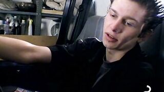 Alluring twink Ian Madrox blows butt while rubbing his shaft