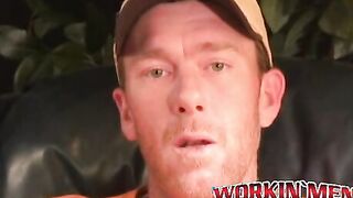 Mature amateur gay strips after an interview and jerks off