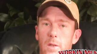 Mature amateur gay strips after an interview and jerks off