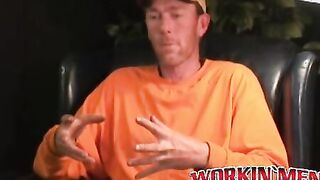 Mature amateur gay strips after an interview and jerks off