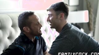Handsome stepson sucks daddy off before taking it in the ass