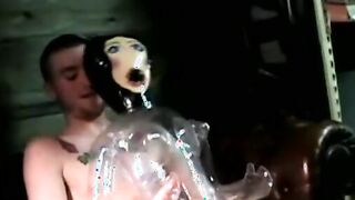Inflatable asshole filled up with amateur cock solo