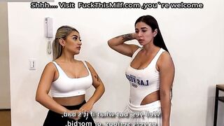 A hot Latin Milf and a blonde with big tits fuck the yoga instructor in a threesome