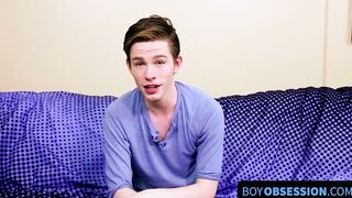 Before inserting fingers into his ass Twink conducted an interview