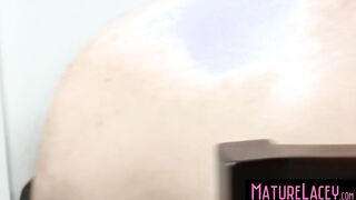 The threesome toy teasing and deepthroating of a busty GILF Lacey Starr