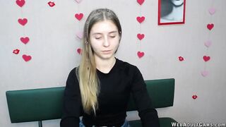 Blonde flashing ass in red thong on webcam show