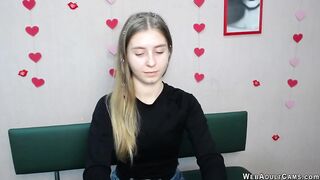 Blonde flashing ass in red thong on webcam show