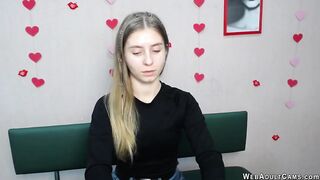 Blonde flashing ass in red thong on webcam show