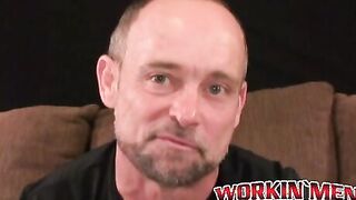 Rough stud strokes his dick solo and explodes with hot cum