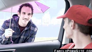 Crude dick sucking and fucking with two unusual stepbrothers