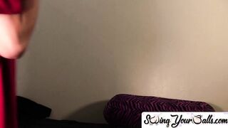 Colossal balls a yanking off on the on a person sofa