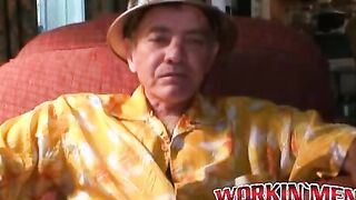 Mature amateur teases with his dick before solo masturbation