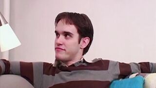 Muscular amateur man strokes his penis until he can cum too