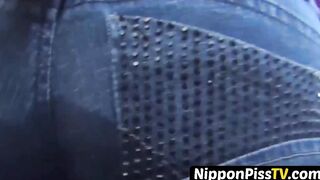 Japanese shocker ruins her jeans as she delivers her piss