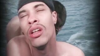 Big cocked young amateur vigorously strokes his cock outdoor