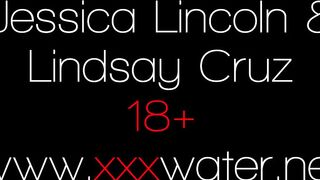 Jessica and Lindsay swim nude into the pool