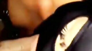 Inked bimbo inside face mask head and nailed