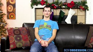 Horny gay youngster jerks off with a toy in his charming ass