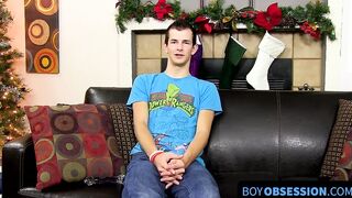 Horny gay youngster jerks off with a toy in his charming ass