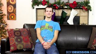 Horny gay youngster jerks off with a toy in his charming ass
