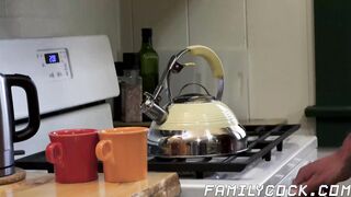 Mature macho puts his handsome stepson onto his raw cock
