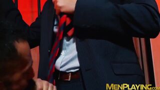 Executive makes out with partner before hammering his ass