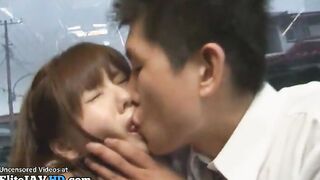 Japanese hottest busty lady in stockings fucked by random man