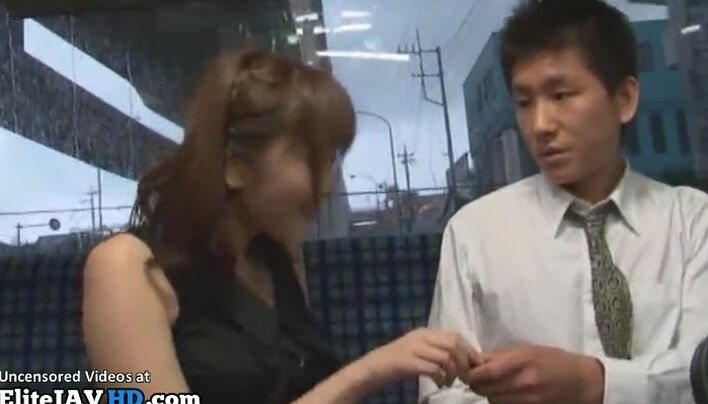 Japanese hottest busty lady in stockings fucked by random man