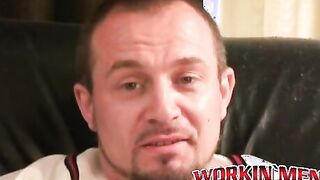Hairy mature stud tugs on his dick and explodes with jizz