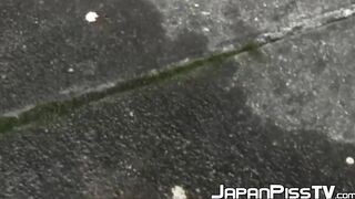 Wicked young Japanese babe is peeing in front of her house