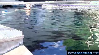 After going swimming blonde twinky strokes his cock