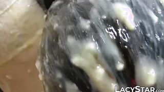 Food fight with lesbian pussy licking for busty UK grandmas