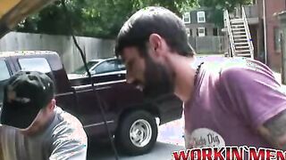 Hairy studs fix a car and end up rawfucking deep and hard